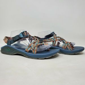 Chaco Womens Strappy Hiking Sandals Blue Orange 12